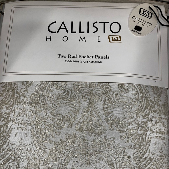 1-NWT CALLISTO HOME GOLD ALL OVER DAMASK  CURTAINS SET OF 2 PANELS SIZE 36”x 96” - Picture 9 of 9